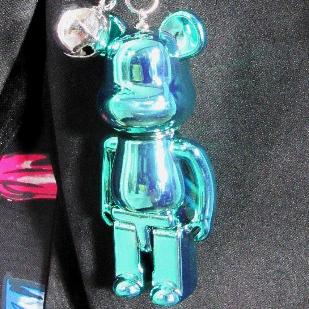 BRIC BEAR ISH KEY CHAIN PURSE CHARM, + BELL AQUA BLUE